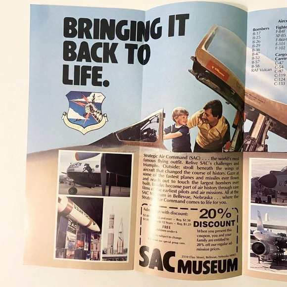 Vintage The Strategic Air Command Museum Sac Museum Nebraska Brochure  Pamphlet - Picture 7 of 13